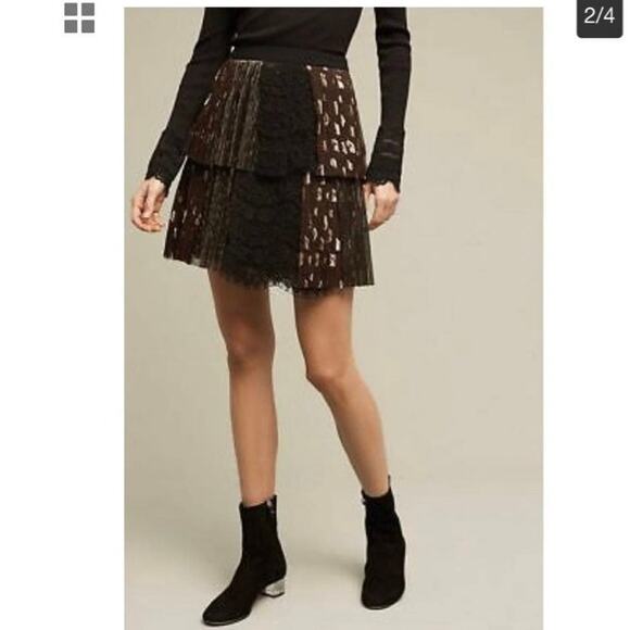 Anthropologie Soho Mini Skirt by Harlyn, pleated tiered in black size medium - Picture 12 of 12